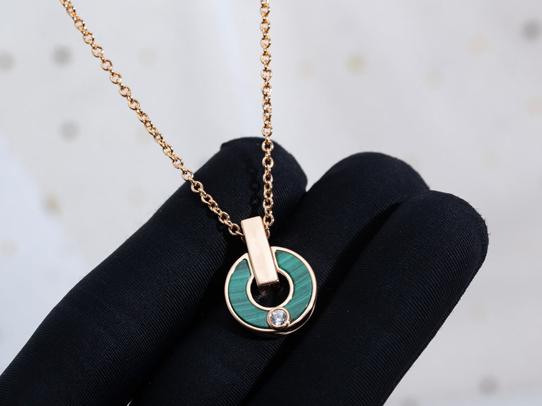 [Aura Jewels]GARI NECKLACE PINK GOLD MALACHITE