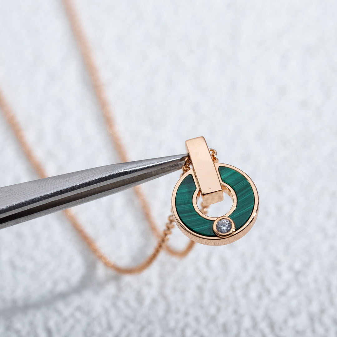 [Aura Jewels]GARI NECKLACE PINK GOLD MALACHITE