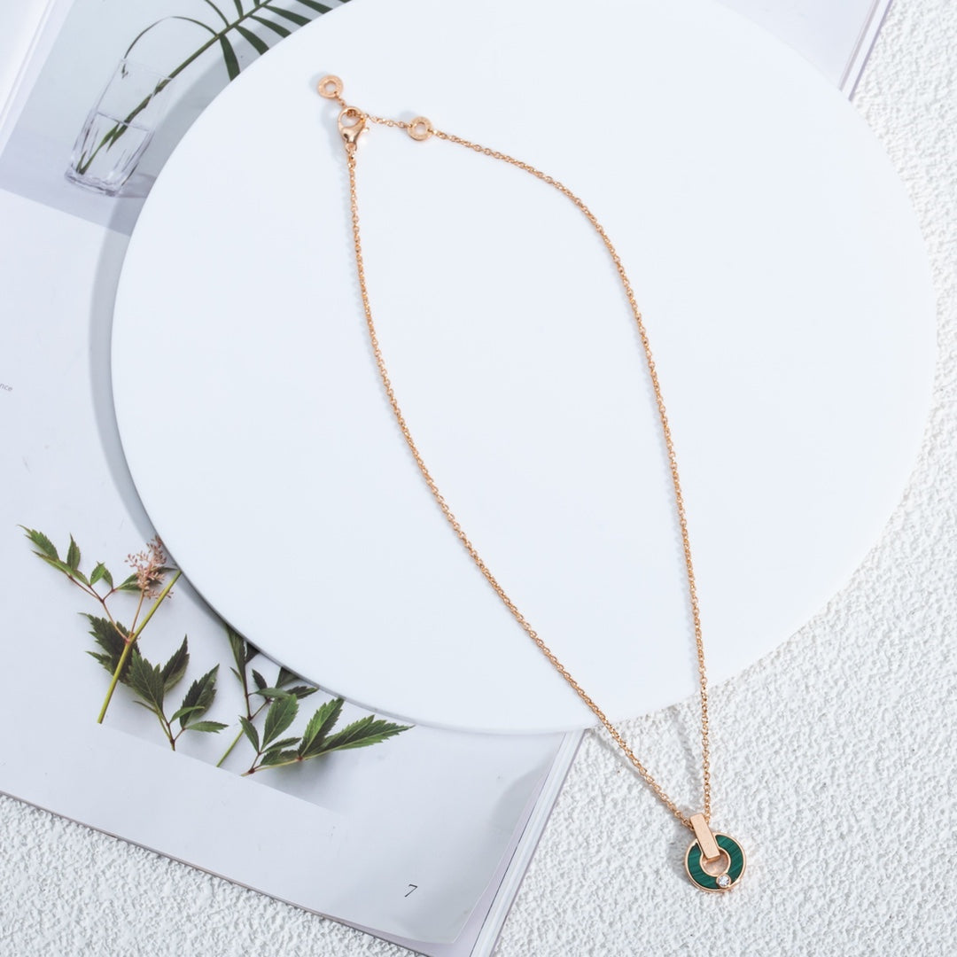 [Aura Jewels]GARI NECKLACE PINK GOLD MALACHITE