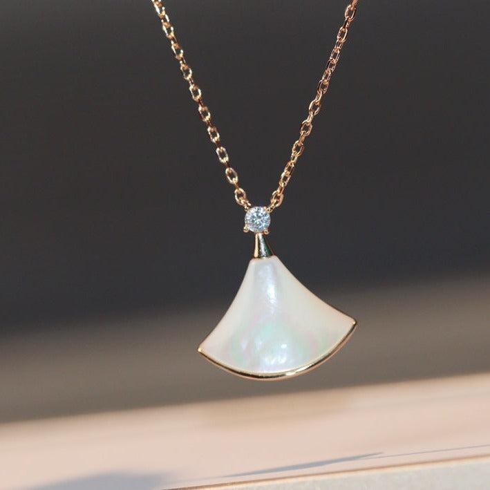 [Aura Jewels]DREAM NECKLACE WHITE MOP PINK GOLD 1 DIAMOND