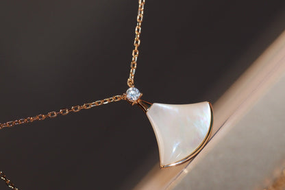 [Aura Jewels]DREAM NECKLACE WHITE MOP PINK GOLD 1 DIAMOND