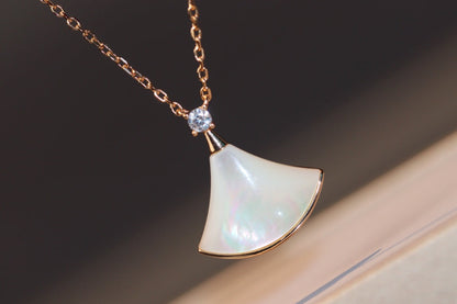 [Aura Jewels]DREAM NECKLACE WHITE MOP PINK GOLD 1 DIAMOND