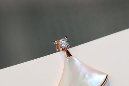 [Aura Jewels]DREAM NECKLACE WHITE MOP PINK GOLD 1 DIAMOND