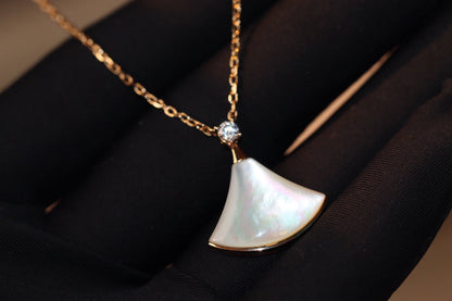 [Aura Jewels]DREAM NECKLACE WHITE MOP PINK GOLD 1 DIAMOND