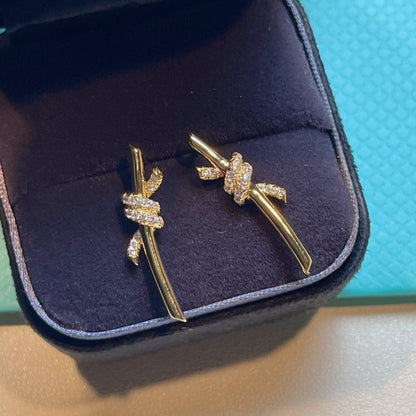 [Aura Jewelry]KNOT EARRINGS GOLD DIAMOND
