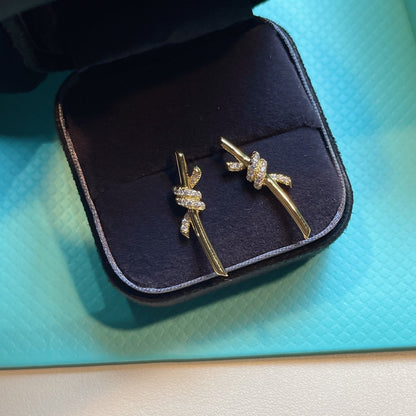[Aura Jewelry]KNOT EARRINGS GOLD DIAMOND