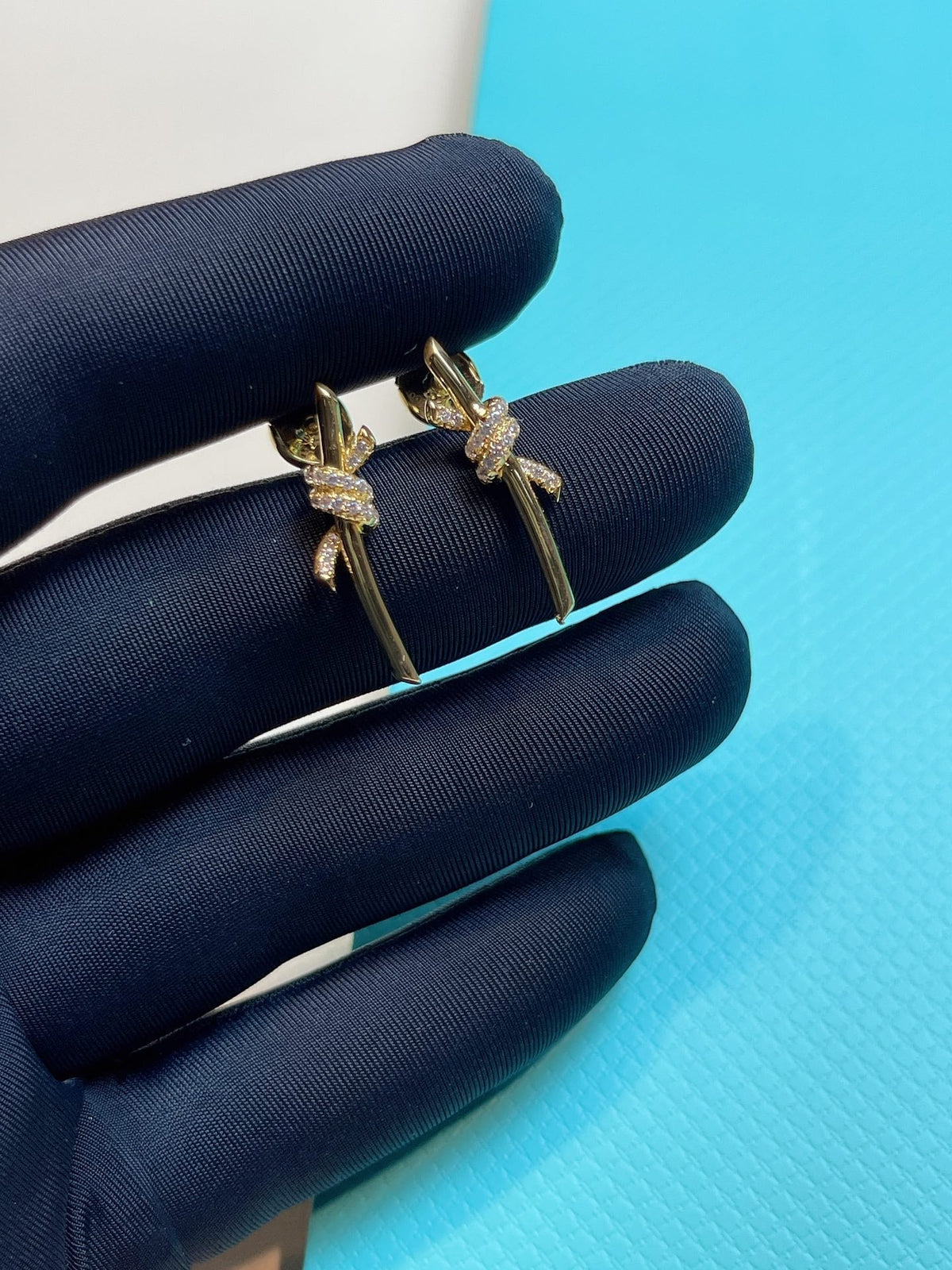 [Aura Jewelry]KNOT EARRINGS GOLD DIAMOND