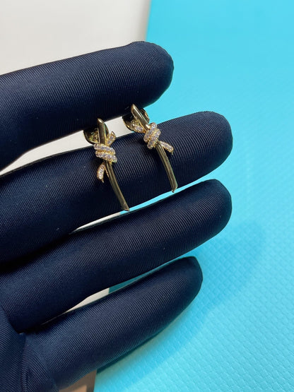 [Aura Jewelry]KNOT EARRINGS GOLD DIAMOND