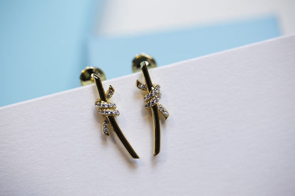 [Aura Jewelry]KNOT EARRINGS GOLD DIAMOND
