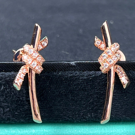 [Aura Jewelry]KNOT EARRINGS PINK GOLD DIAMOND
