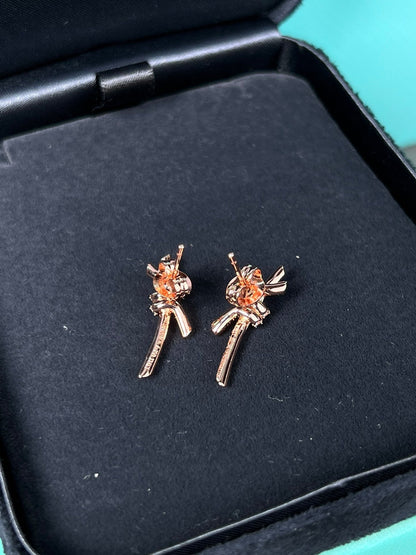 [Aura Jewelry]KNOT EARRINGS PINK GOLD DIAMOND