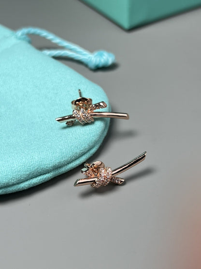 [Aura Jewelry]KNOT EARRINGS PINK GOLD DIAMOND