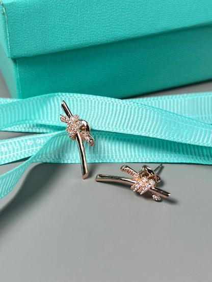 [Aura Jewelry]KNOT EARRINGS PINK GOLD DIAMOND
