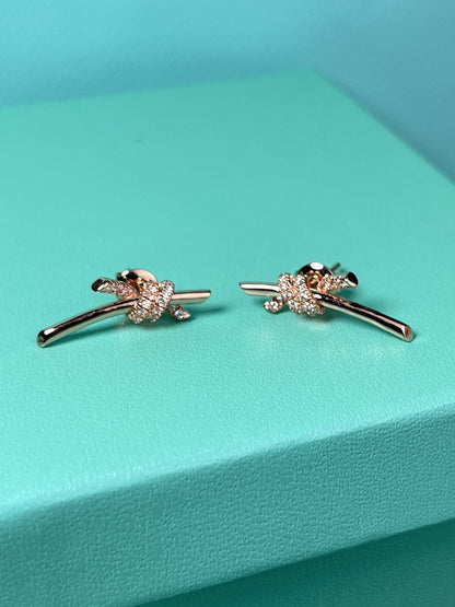 [Aura Jewelry]KNOT EARRINGS PINK GOLD DIAMOND
