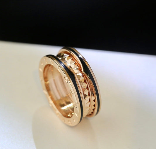 [Aura Jewels]ZERO 1 PINK GOLD BLACK CERAMIC RING