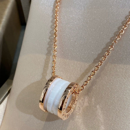 [Aura Jewels]ZERO 1 WHITE CERAMIC PINK GOLD NECKLACE