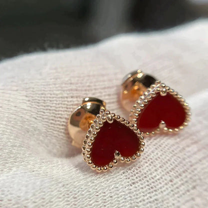 [Regal Jewels]HEART CARNELIAN STUD EARRINGS