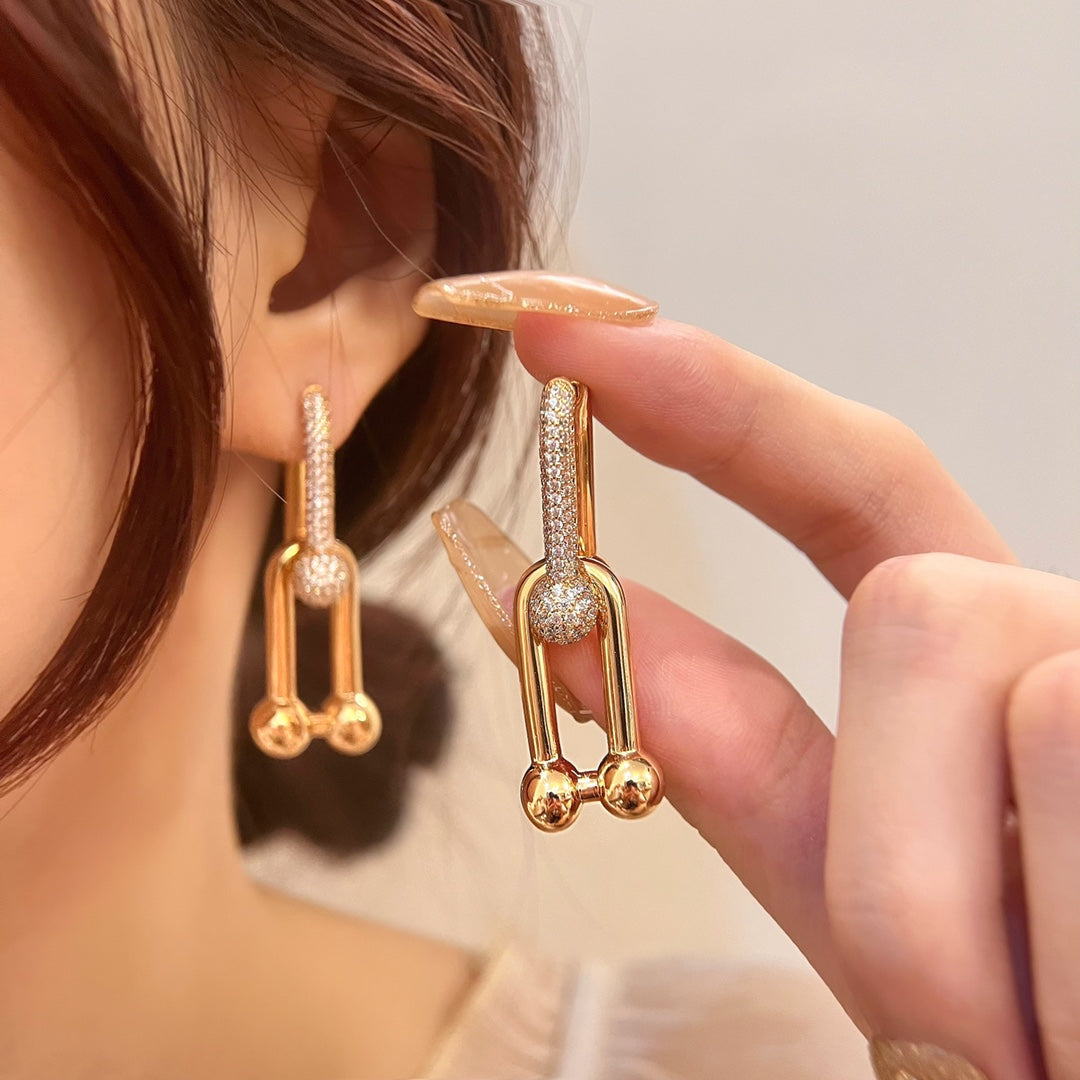[Aura Jewelry]HARDWEAR DROP DIAMONDS EARRINGS