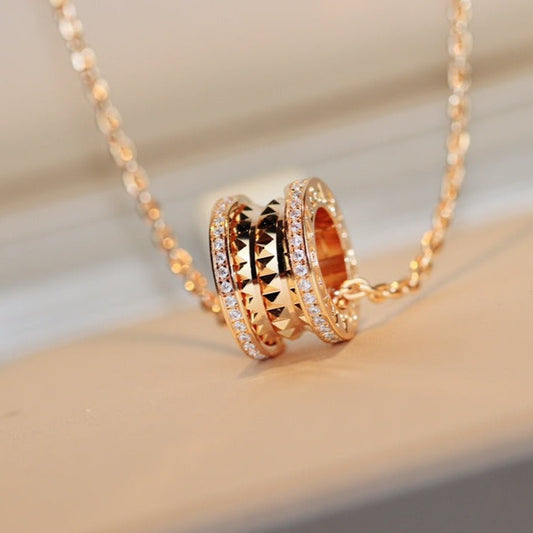 [Aura Jewels]ZERO 1 ROCK PEDANT PINK GOLD NECKLACE