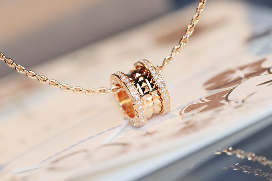 [Aura Jewels]ZERO 1 ROCK PEDANT PINK GOLD NECKLACE