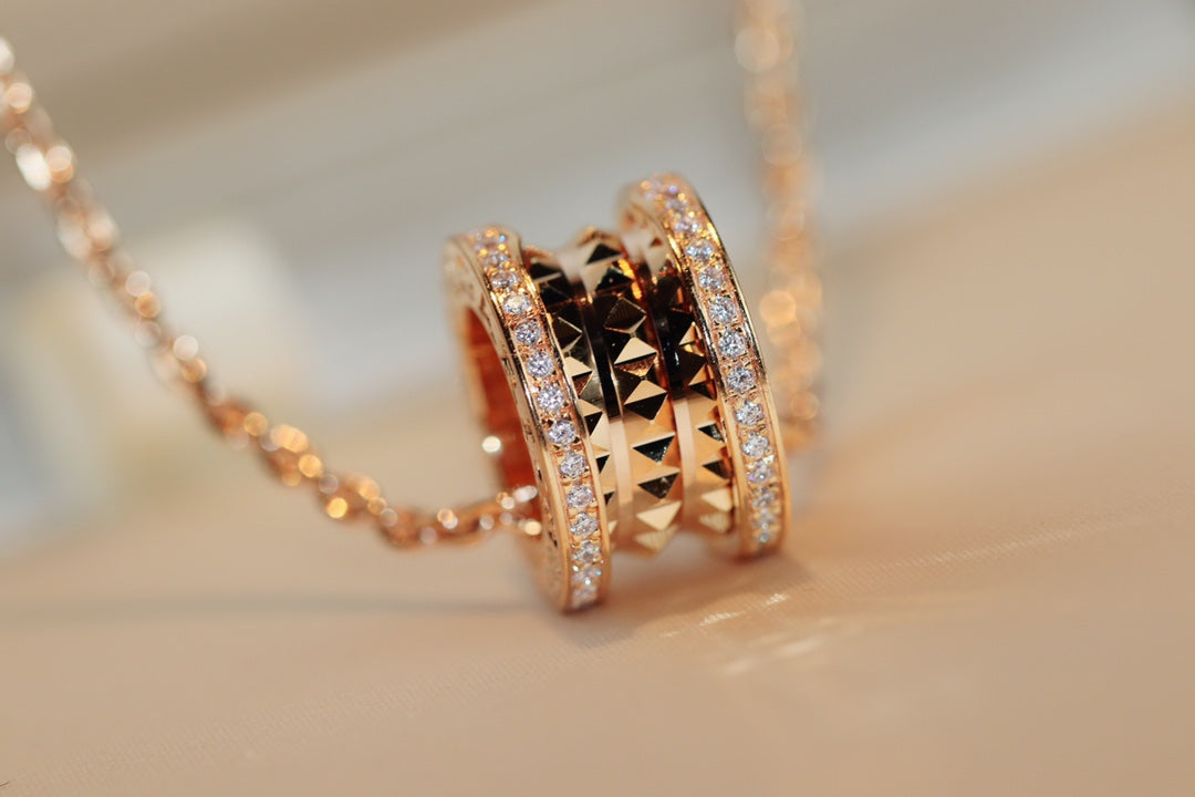 [Aura Jewels]ZERO 1 ROCK PEDANT PINK GOLD NECKLACE