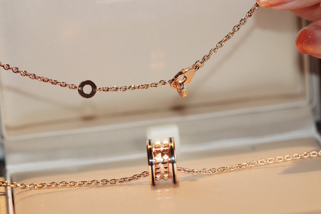[Aura Jewels]ZERO 1 ROCK PEDANT PINK GOLD BLACK NECKLACE