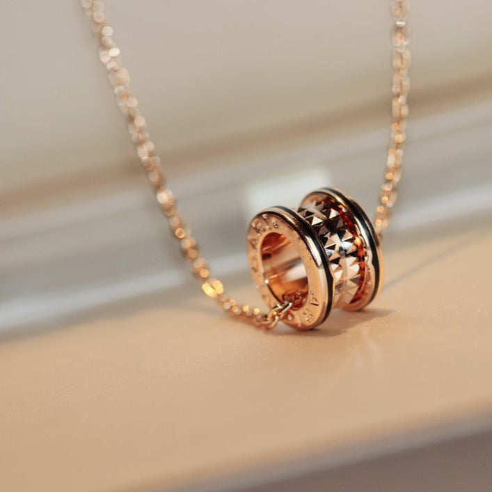 [Aura Jewels]ZERO 1 ROCK PEDANT PINK GOLD BLACK NECKLACE