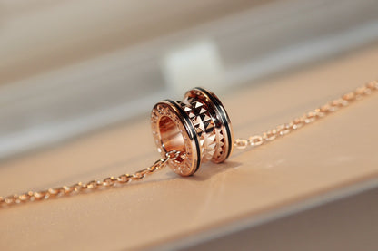 [Aura Jewels]ZERO 1 ROCK PEDANT PINK GOLD BLACK NECKLACE