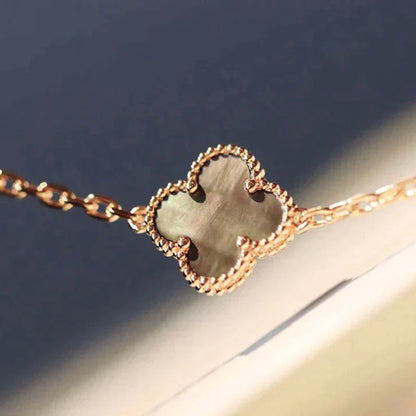 [Regal Jewels]CLOVER 20 MOTIFS DARK MOP DIAMOND  NECKLACE