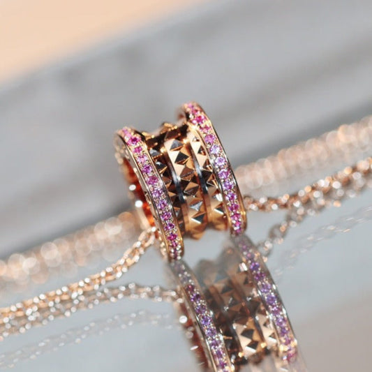 [Aura Jewels]ZERO 1 ROCK PINK GOLD PINK DIAMOND NECKLACE