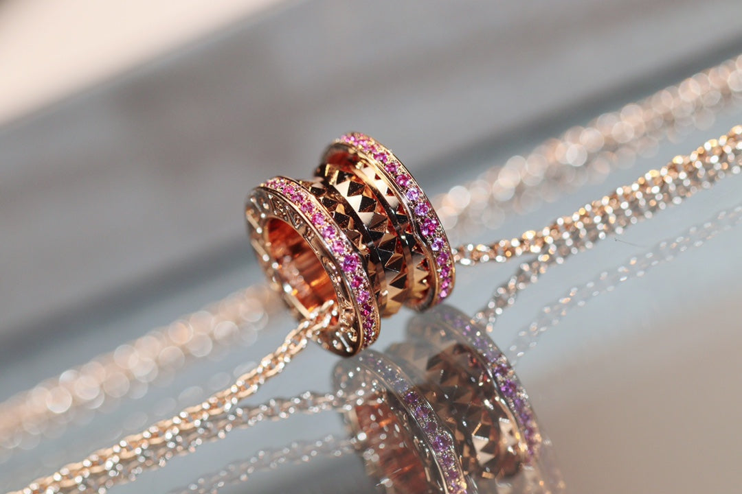 [Aura Jewels]ZERO 1 ROCK PINK GOLD PINK DIAMOND NECKLACE