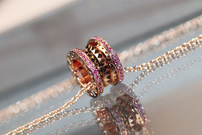 [Aura Jewels]ZERO 1 ROCK PINK GOLD PINK DIAMOND NECKLACE