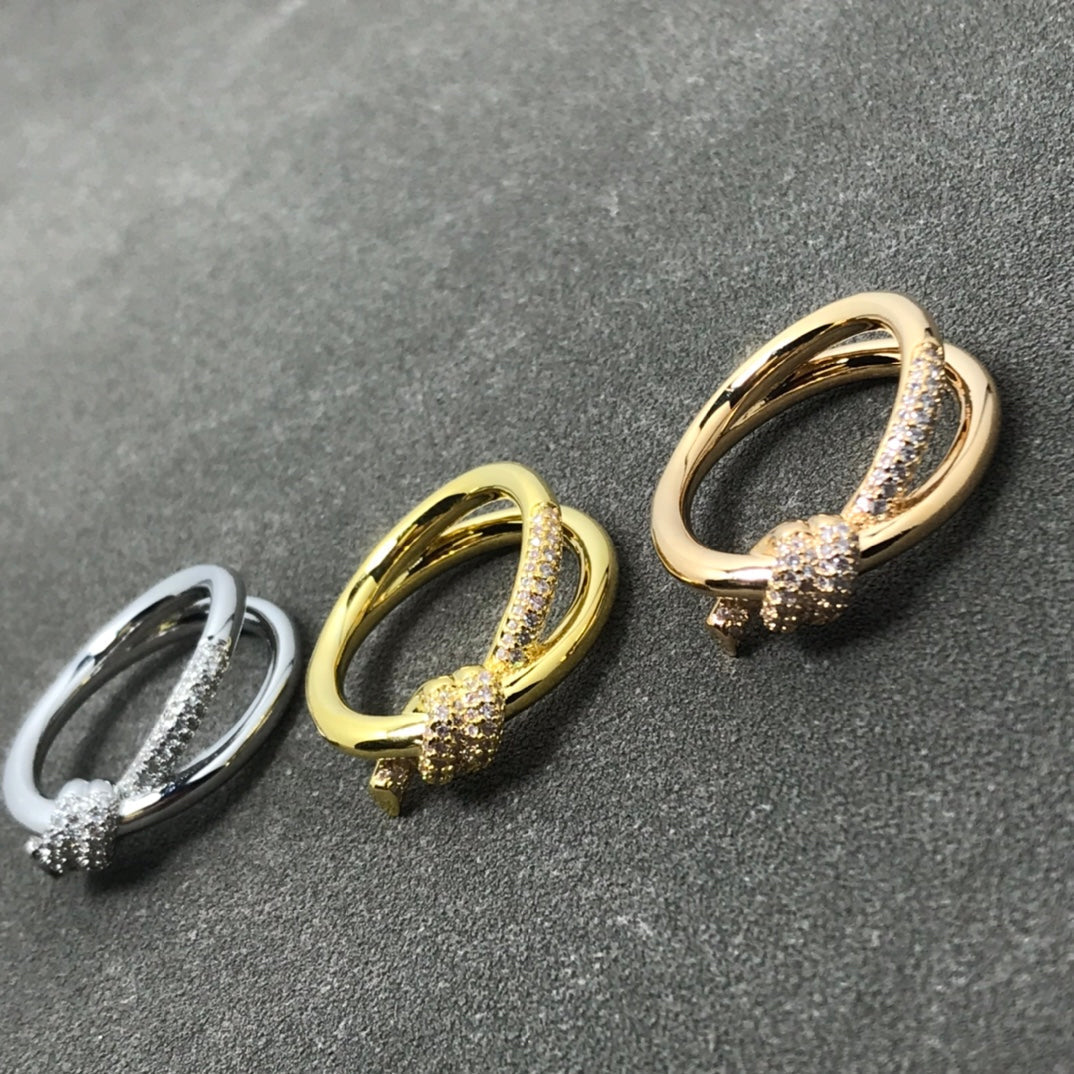 [Aura Jewelry]KNOT RING DOUBLE ROW DIAMOND