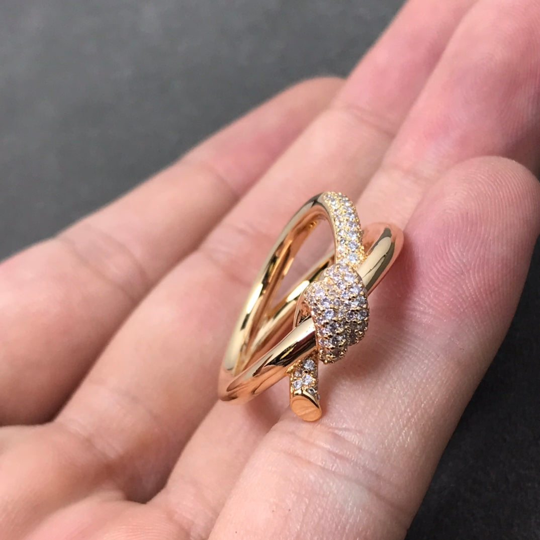 [Aura Jewelry]KNOT RING DOUBLE ROW DIAMOND
