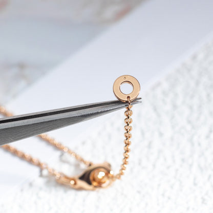 [Aura Jewels]ZERO 1 WHITE CERAMIC PINK GOLD DIAMOND NECKLACE