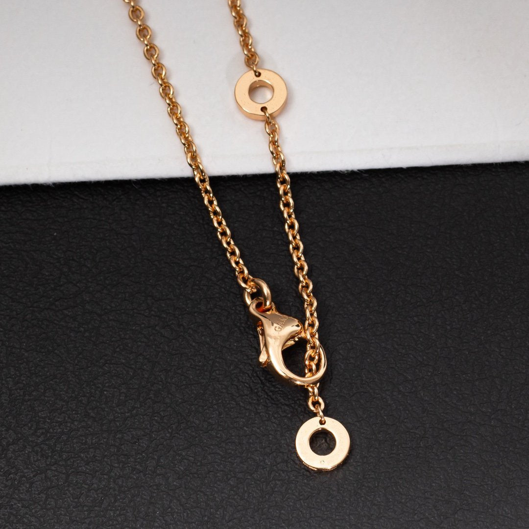 [Aura Jewels]ZERO 1 WHITE CERAMIC PINK GOLD DIAMOND NECKLACE