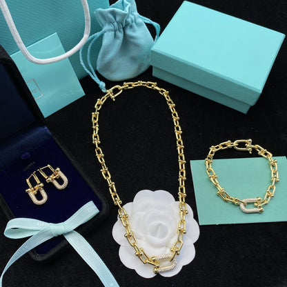 [Aura Jewelry]HARDWEAR LINK DIAMOND GOLD EARRINGS