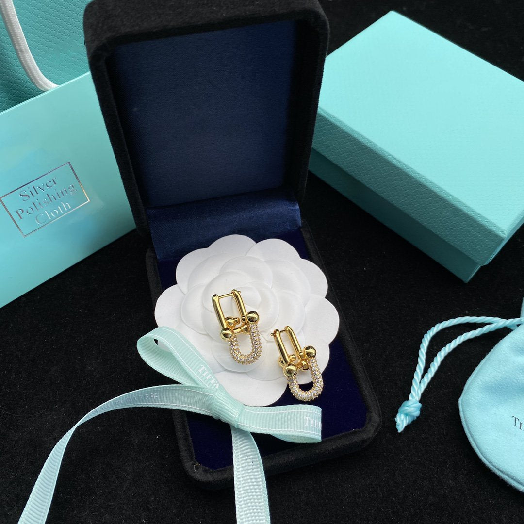 [Aura Jewelry]HARDWEAR LINK DIAMOND GOLD EARRINGS