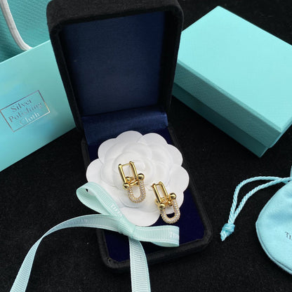 [Aura Jewelry]HARDWEAR LINK DIAMOND GOLD EARRINGS
