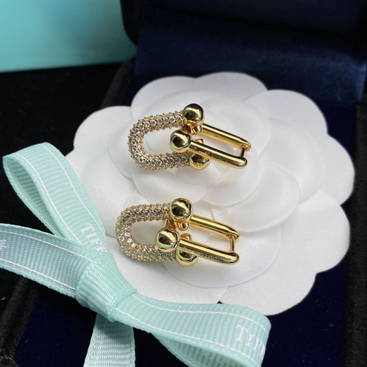 [Aura Jewelry]HARDWEAR LINK DIAMOND GOLD EARRINGS