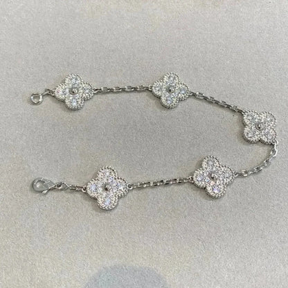 [Regal Jewels]CLOVER 5 MOTIFS  DIAMOND BRACELET SILVER