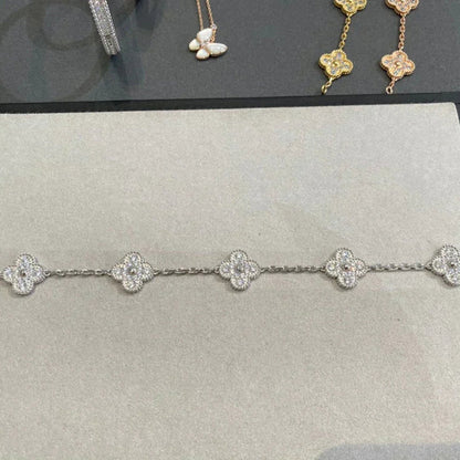 [Regal Jewels]CLOVER 5 MOTIF FULL DIAMOND BRACELET COLLECTION