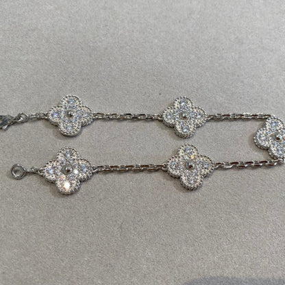 [Regal Jewels]CLOVER 5 MOTIF FULL DIAMOND BRACELET COLLECTION