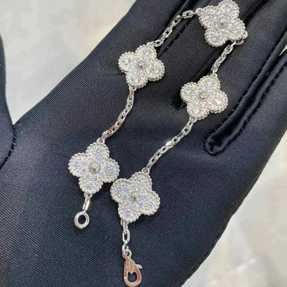 [Regal Jewels]CLOVER 5 MOTIF FULL DIAMOND BRACELET COLLECTION
