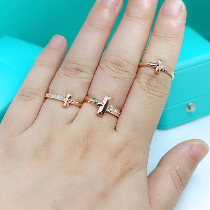 [Aura Jewelry]T1 NARROW DIAMOND PINK GOLD RING