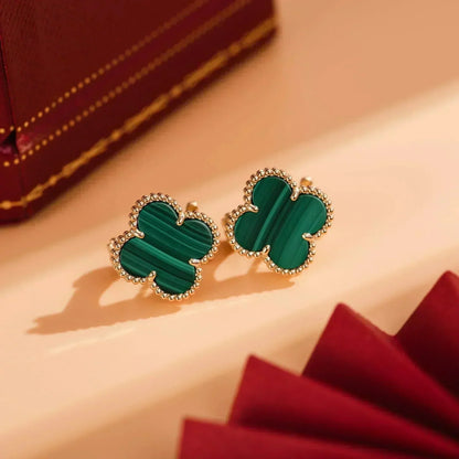 [Regal Jewels]CLOVER MEDIUM 1 MOTIFS MALACHITE  EARRINGS
