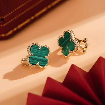 [Regal Jewels]CLOVER MEDIUM 1 MOTIFS MALACHITE  EARRINGS