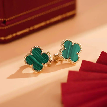 [Regal Jewels]CLOVER MEDIUM 1 MOTIFS MALACHITE  EARRINGS