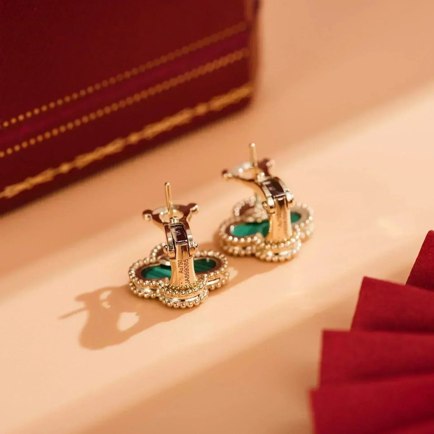 [Regal Jewels]CLOVER MEDIUM 1 MOTIFS MALACHITE  EARRINGS