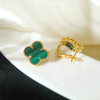 [Regal Jewels]CLOVER MEDIUM 1 MOTIFS MALACHITE  EARRINGS